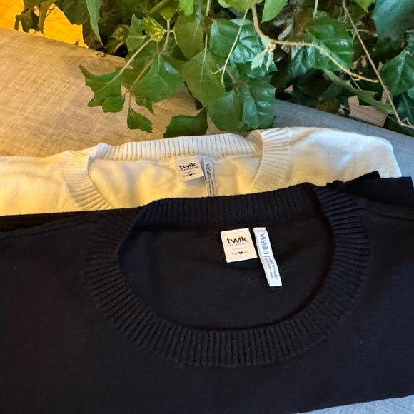 Twik by Simons Knit Crew Neck XL BUNDLE 1-Black+ 1 White Drop Shoulder Basics - Picture 10 of 10